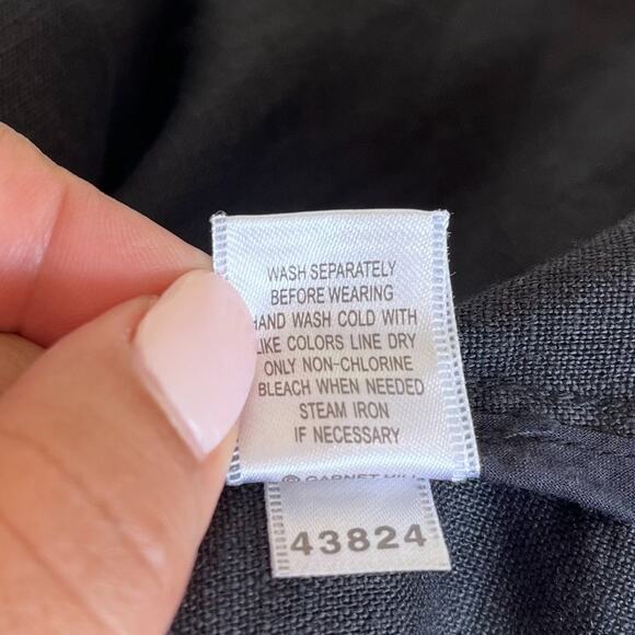 Garnet Hill Linen Lagnenlook Asymmetric Women Open Jacket Blazer Size 10 Black - Picture 8 of 8